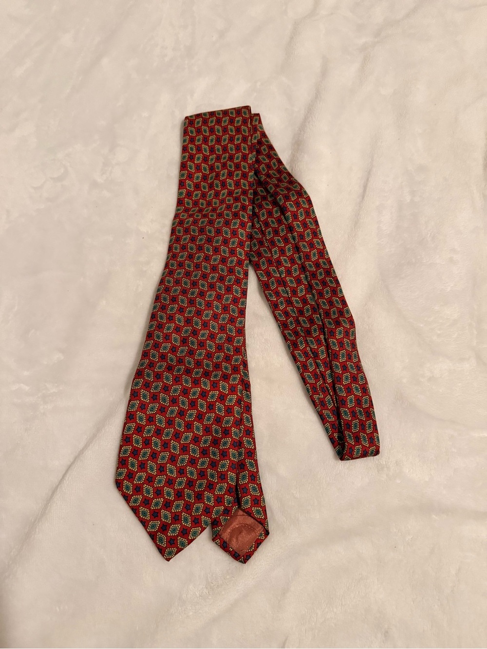 Vintage Christian Dior Monsieur Red Geometric Silk Tie
